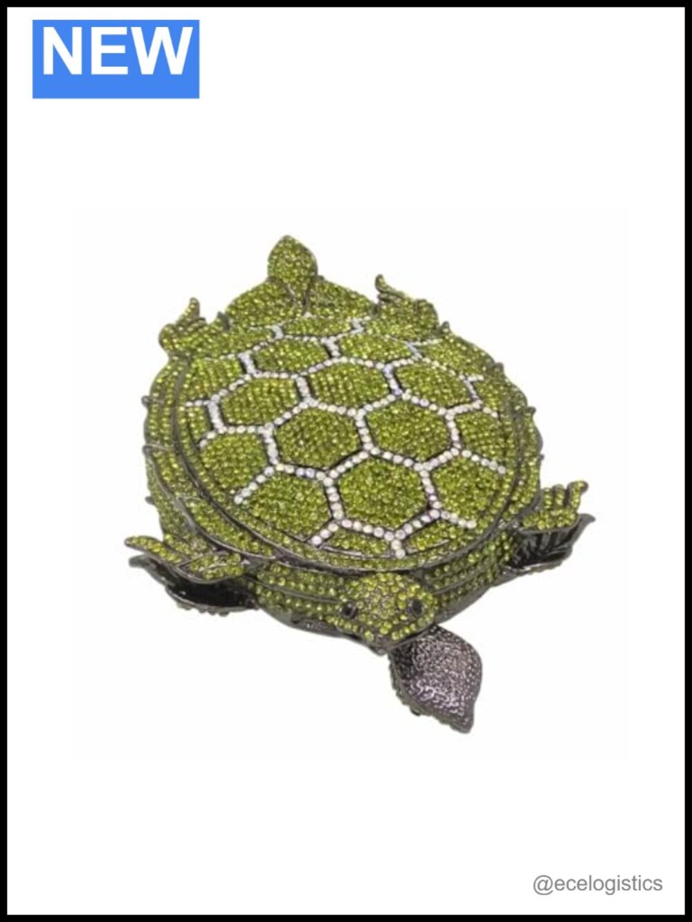 Rhinestone Sea Turtle Evening Clutch Purse Women's Novelty Bag with Chain Strap